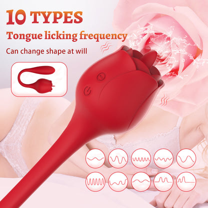 Lilith 2-in-1 Tongue-licking Rose Vibrator-EROSREALM