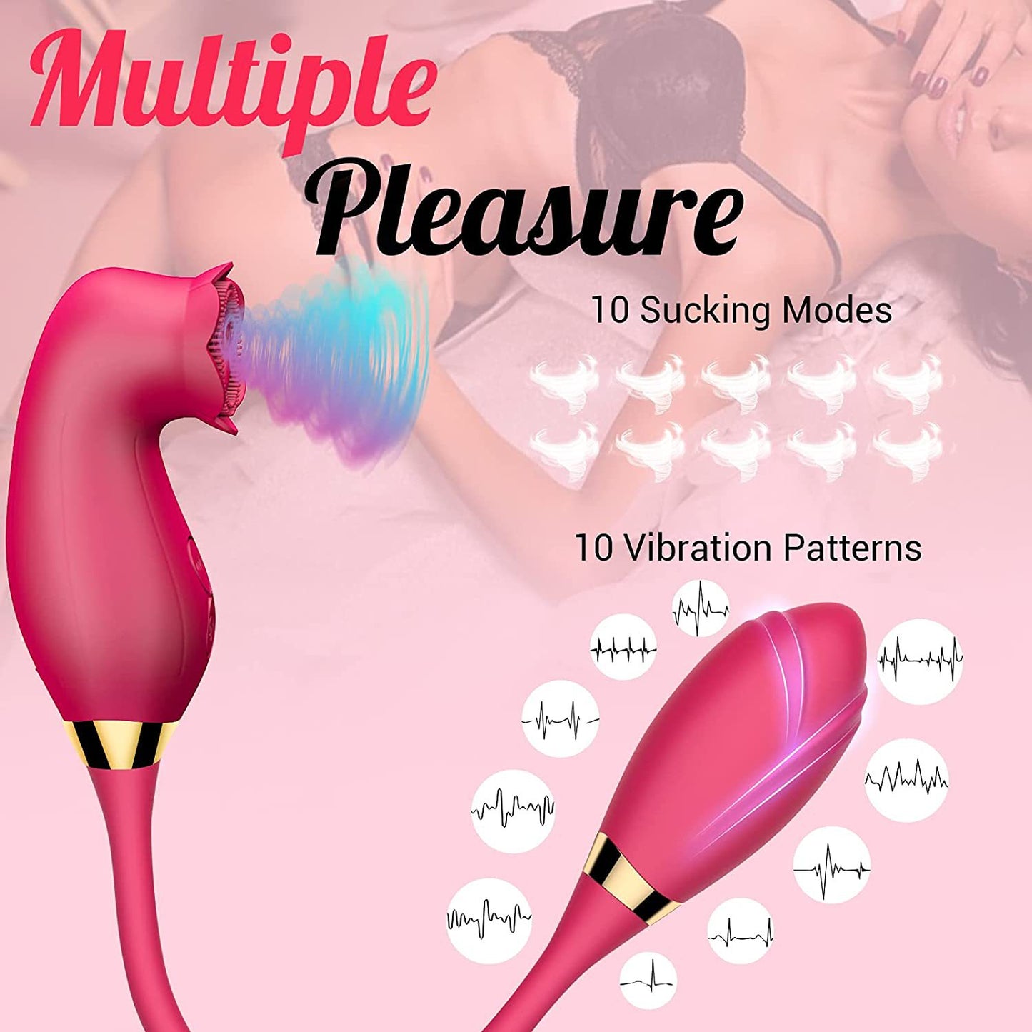 Sucking & Vibration 2 in 1 Rose Toy-EROSREALM