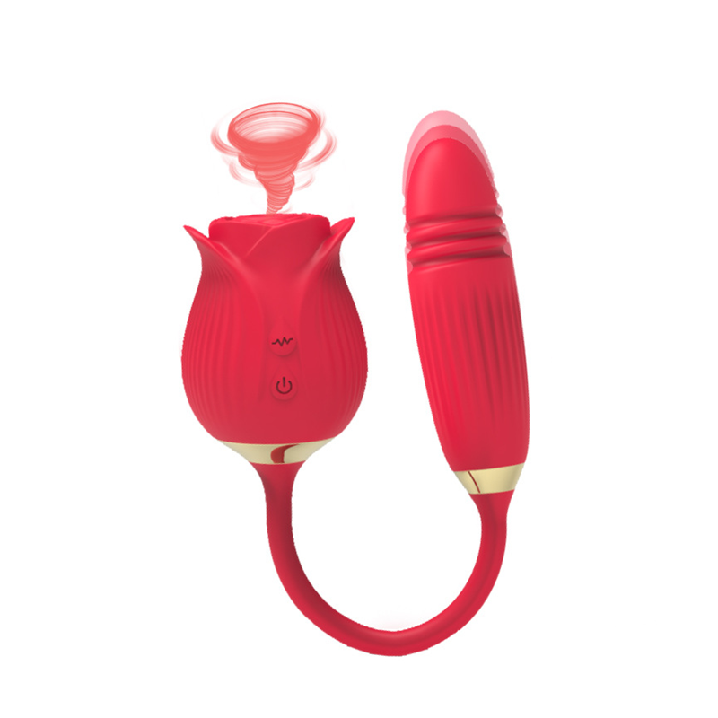 2-in-1 Sucking Rose Toy With Telescopic Vibrating Egg-EROSREALM