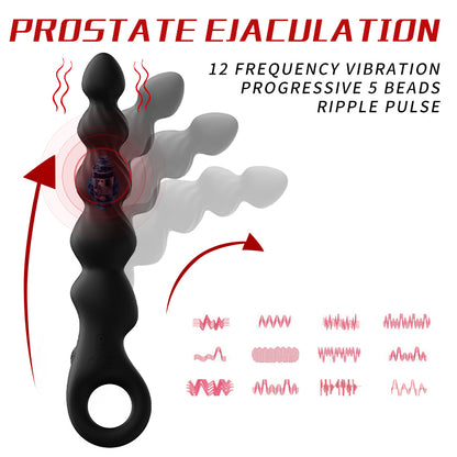 12 Frequency Vibration 5-ball Anal Beads-EROSREALM