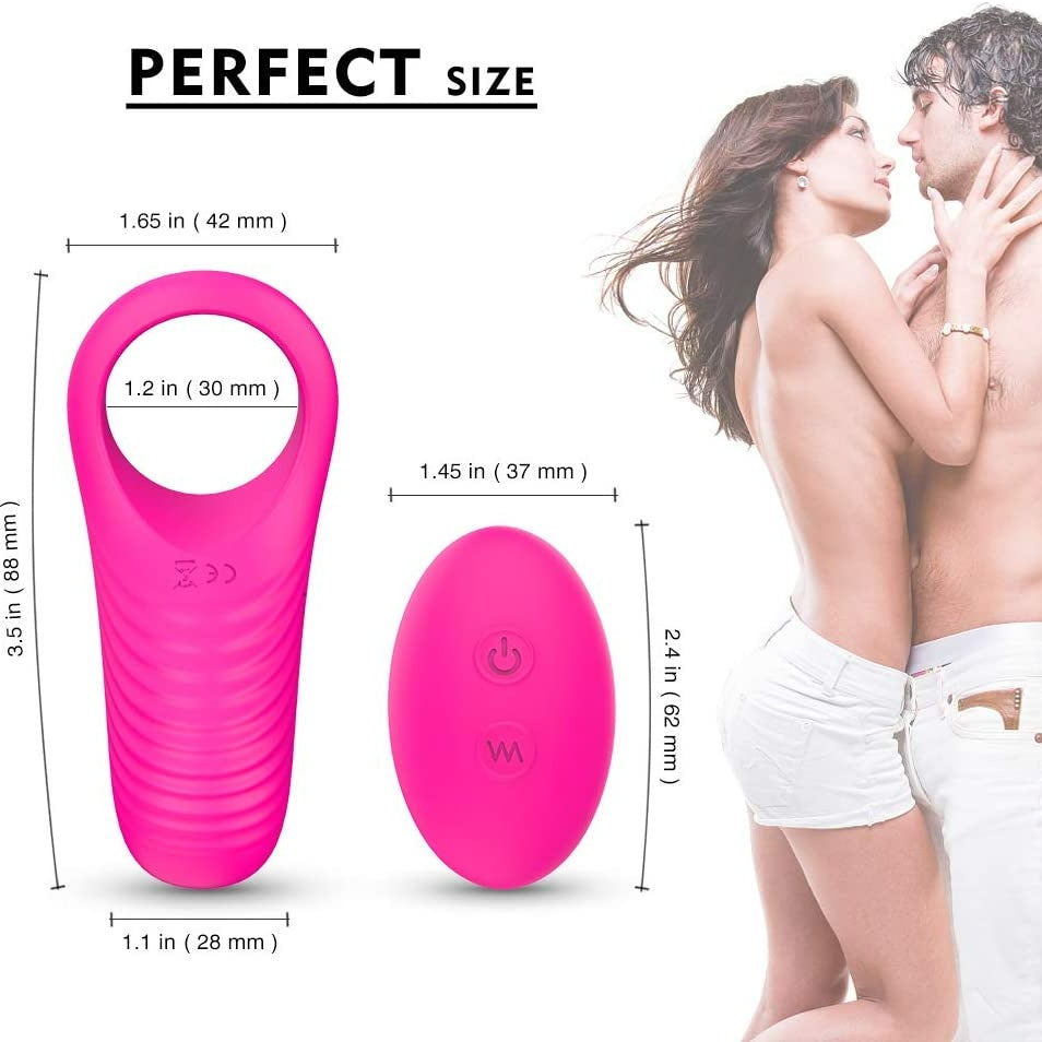 Vibrating Cock Ring. Remote Control 9-Speed Penis Ring Vibrator Medical Silicone Waterproof Rechargeable Powerful Vibration Sex Toy-EROSREALM