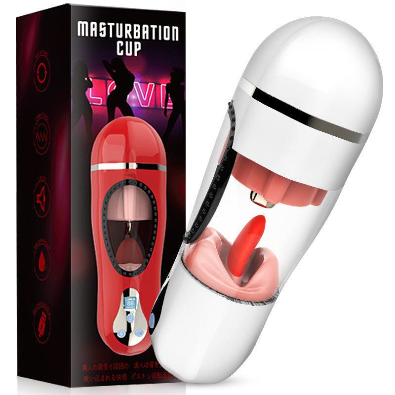 Deep Throat Oral Love Intelligent Heating Tongue Licking Interactive Voice Masturbation Device-EROSREALM