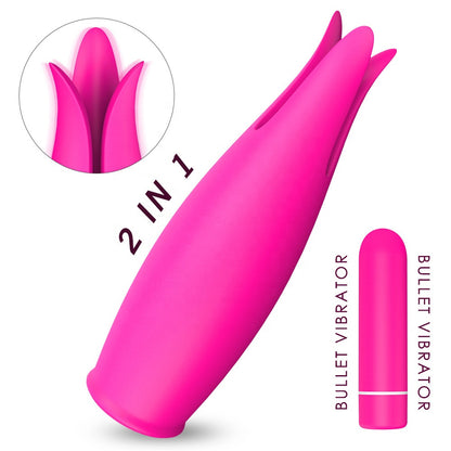 Petals Mini Bullet Tongue 2-in-1 Vibrator Nipple Clitoris Stimulator-EROSREALM