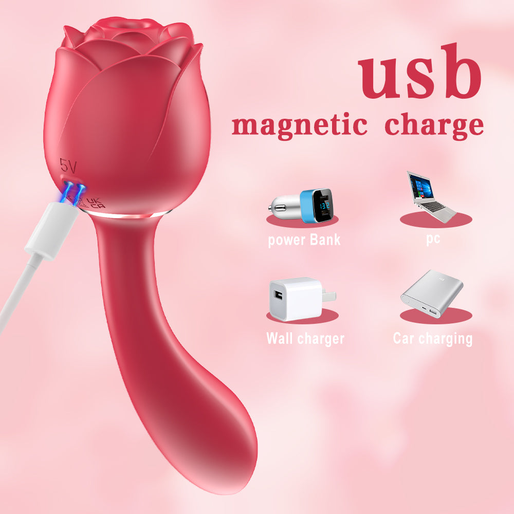 Handle Rose Toy Removable Head Sucking Vibrator-EROSREALM