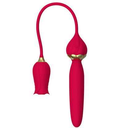 3-in-1 Rose Clit Sucker With Telescopic Vibrator-EROSREALM