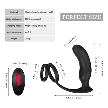 2 In 1 Prostate Massager Anal Plug With Remote Control-EROSREALM