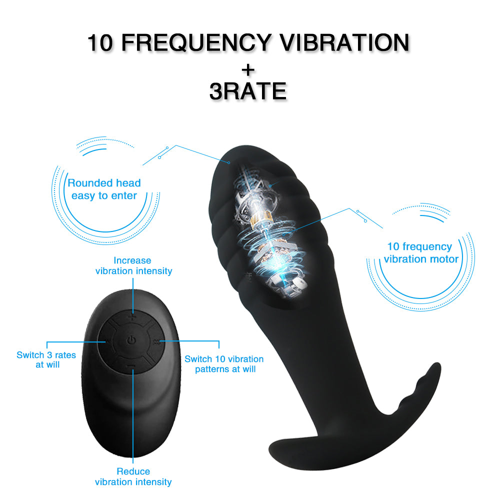 10 Speed Wireless Remote Anal Plug Dildo Vibrator Prostate Massager-EROSREALM