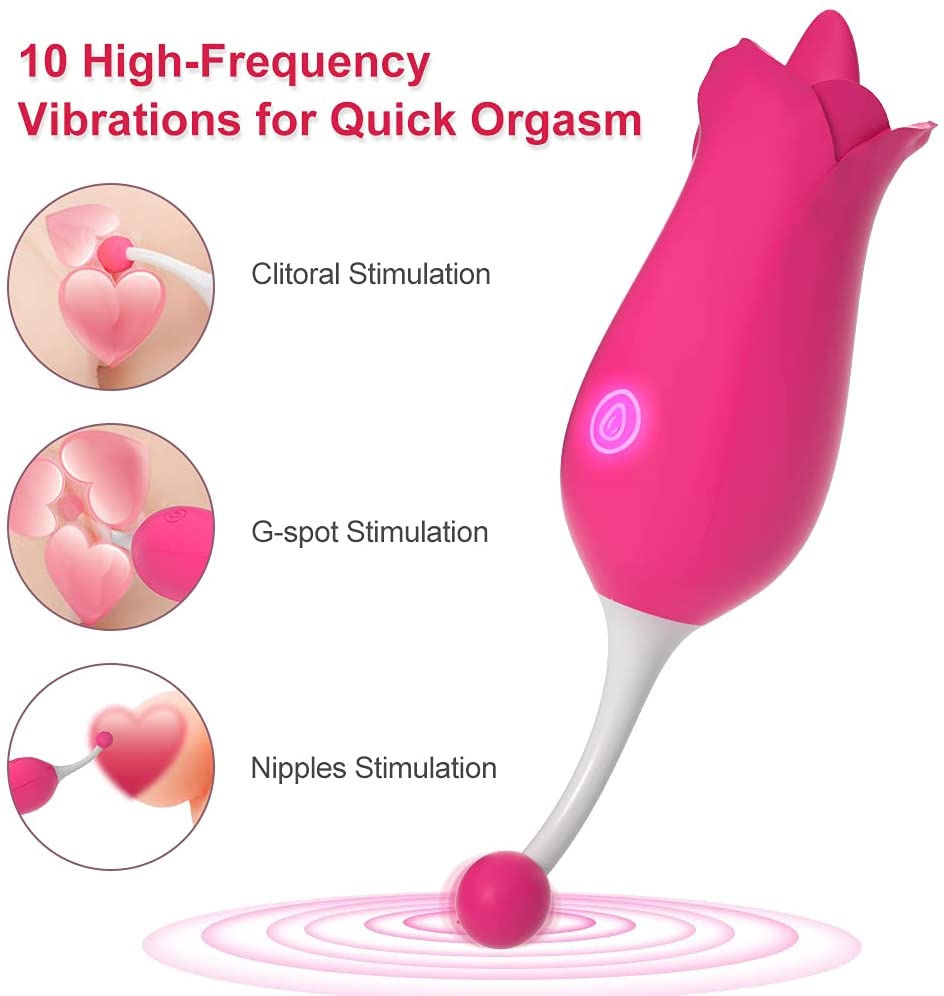 Tongue & Bead 2 in 1 High-frequency Rose Clit Licker Toy-EROSREALM