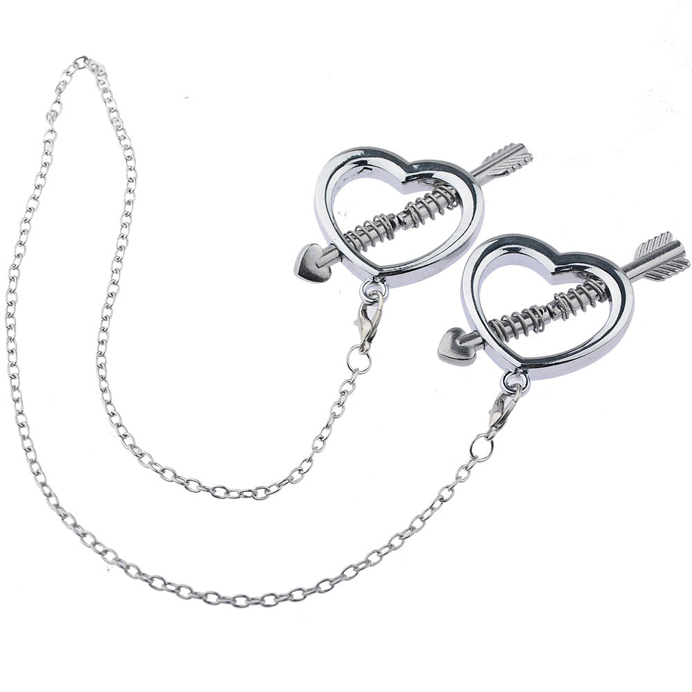 Heart-shaped Breast Clip Chain Nipple Stimulation Sex Toy For Adults-EROSREALM