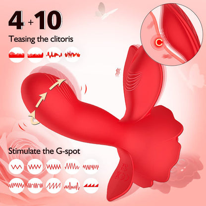 App / Wireless Remote Control Rose Dildo Vibrator-EROSREALM