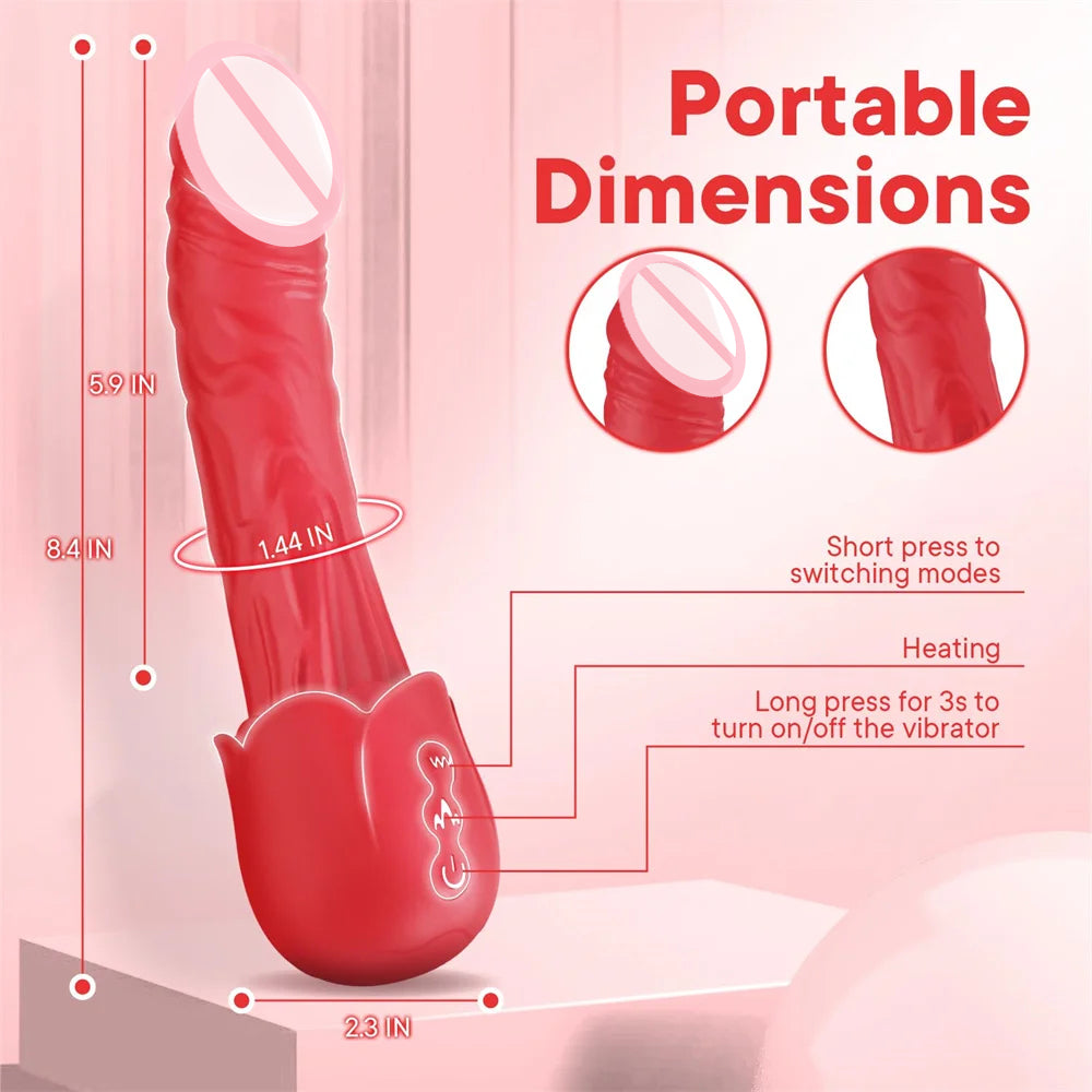 Rose Realistic Penis Rose Dildo Vibrator-EROSREALM