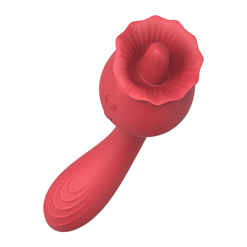 2 in 1 Tongue Licking Fancy Rose Vibrator-EROSREALM