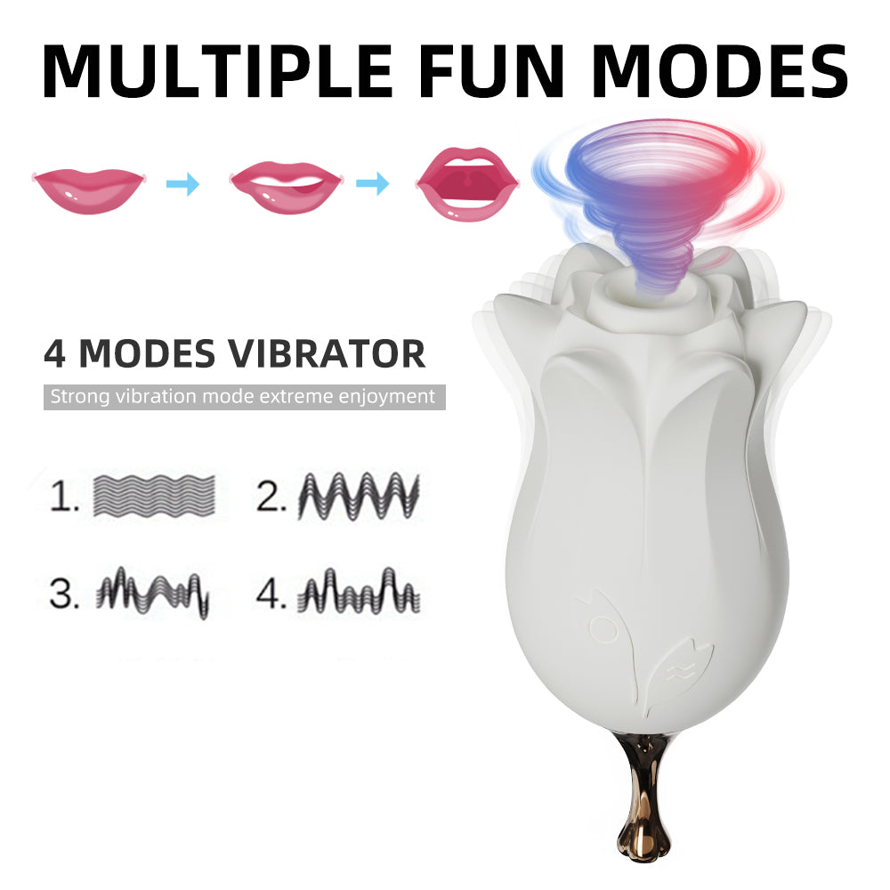 Rose Toy Clitoral Stimulator With 4 Frequency Vibration & 4 Sucking Modes-EROSREALM