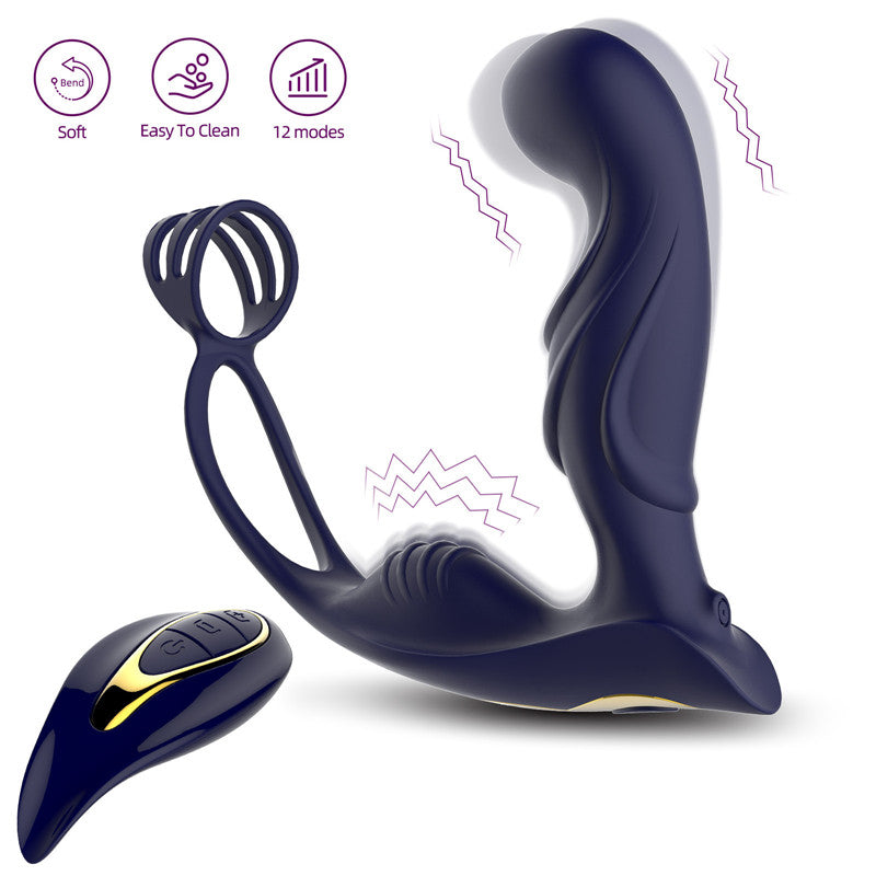 Wireless Remote Control Vibrating Male Prostate Vibrating Massager Penis Ring-EROSREALM