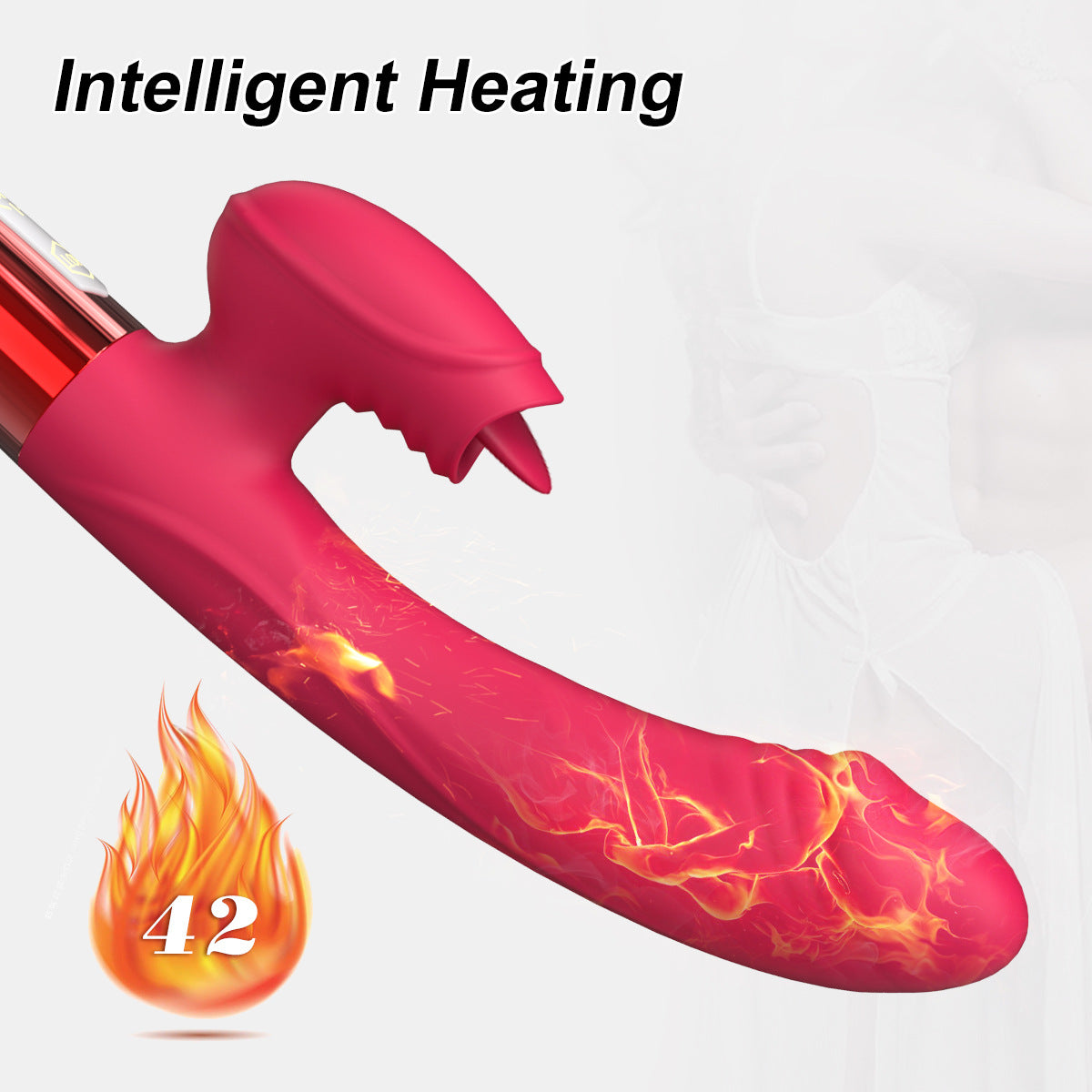 3-in-1 Heating Tongue Licking Rabbit Vibrator Rod-EROSREALM