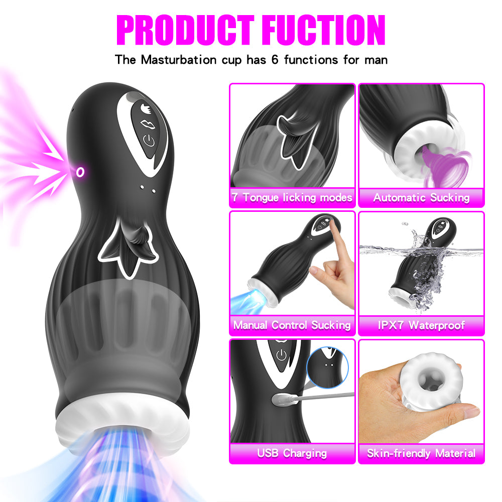 Viper - Vaccum Sucking Tongue Licking Penis Trainer Men's Massage Cup-EROSREALM