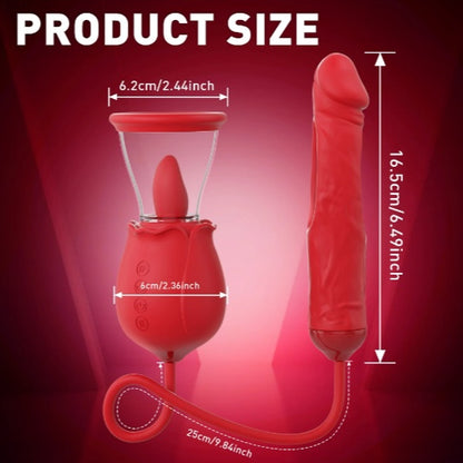 2024 Rose Flapping & Realistic Dildo Vibrator And Clitoral Moisture Blower-EROSREALM