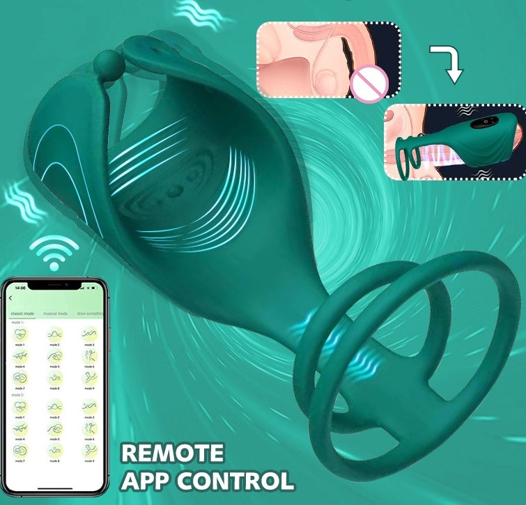 App Remote Control Vibrating Glans Trainer With Double Loops-EROSREALM