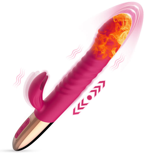 2-in-1 Double-motor Shock Warming Rabbit Vibrator-EROSREALM