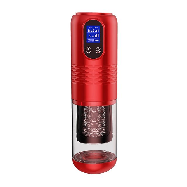 Luoge 383 Red Diamond Innovative Motors Telescoping Lcd Display Masturbator-EROSREALM