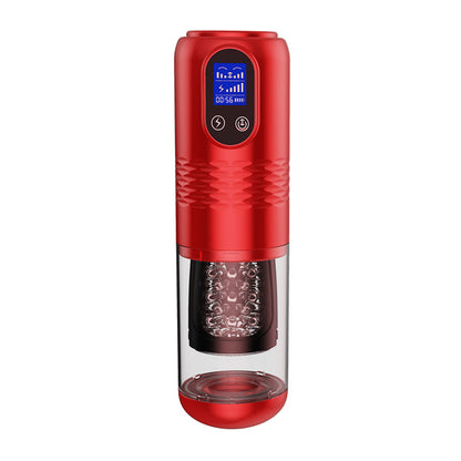 Luoge 383 Red Diamond Innovative Motors Telescoping Lcd Display Masturbator-EROSREALM