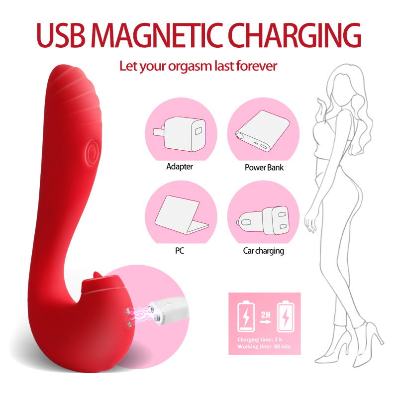 Red Velet - 3 In 1 Tongue Licking Tapping Vibration Massager-EROSREALM