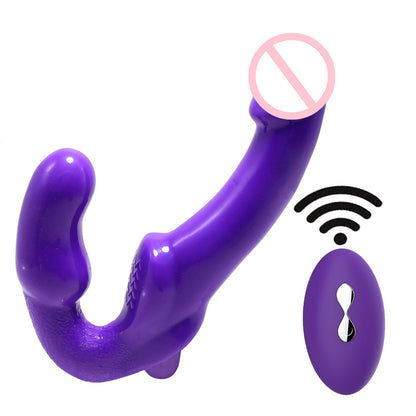 10 Frequency Vibrating Remote Control Double Ended Wearable Dildo-EROSREALM