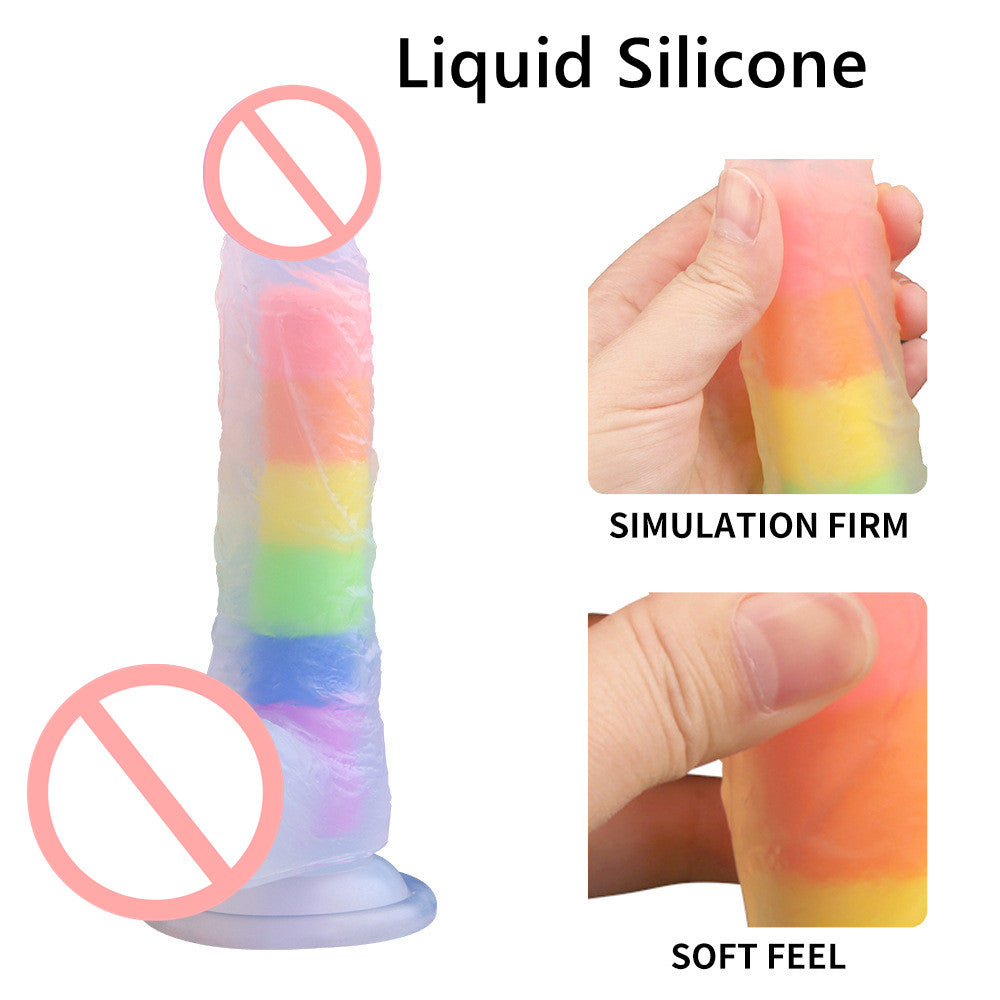 Rainbow Transparent Penis Silicone Realistic Dildo-EROSREALM