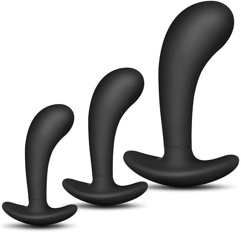 Pack of 3 Silicone Anal Plugs Training Set with Flared Base Prostate Sex Toys-EROSREALM