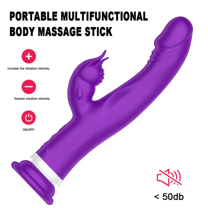 Heating Rabbit Dildo Vibrator With Suction Cup-EROSREALM