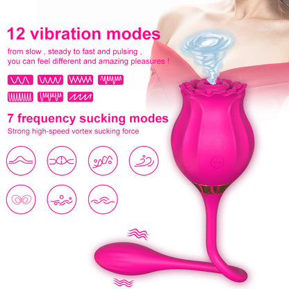 New 2-in-1 Rose Suction Vibrator with Vibrating Egg-EROSREALM