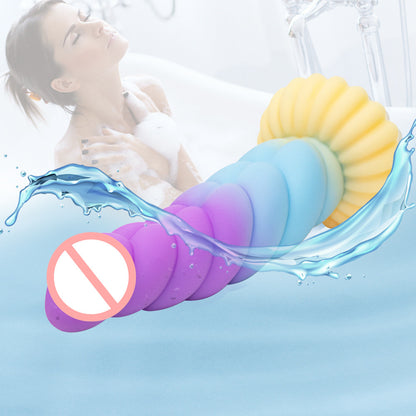 Colorful Braid Dildo Vibrator Liquid Silicone Anal Plug-EROSREALM