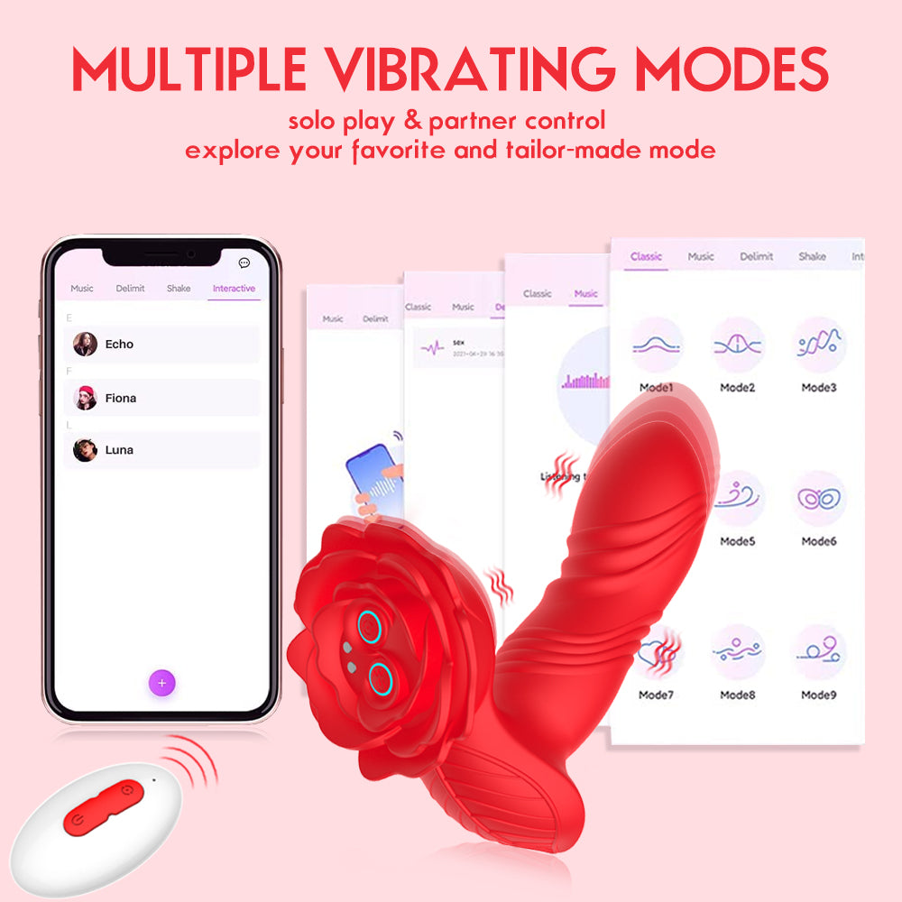 Aurora App & Wireless Remote Control Rose Vibrator-EROSREALM