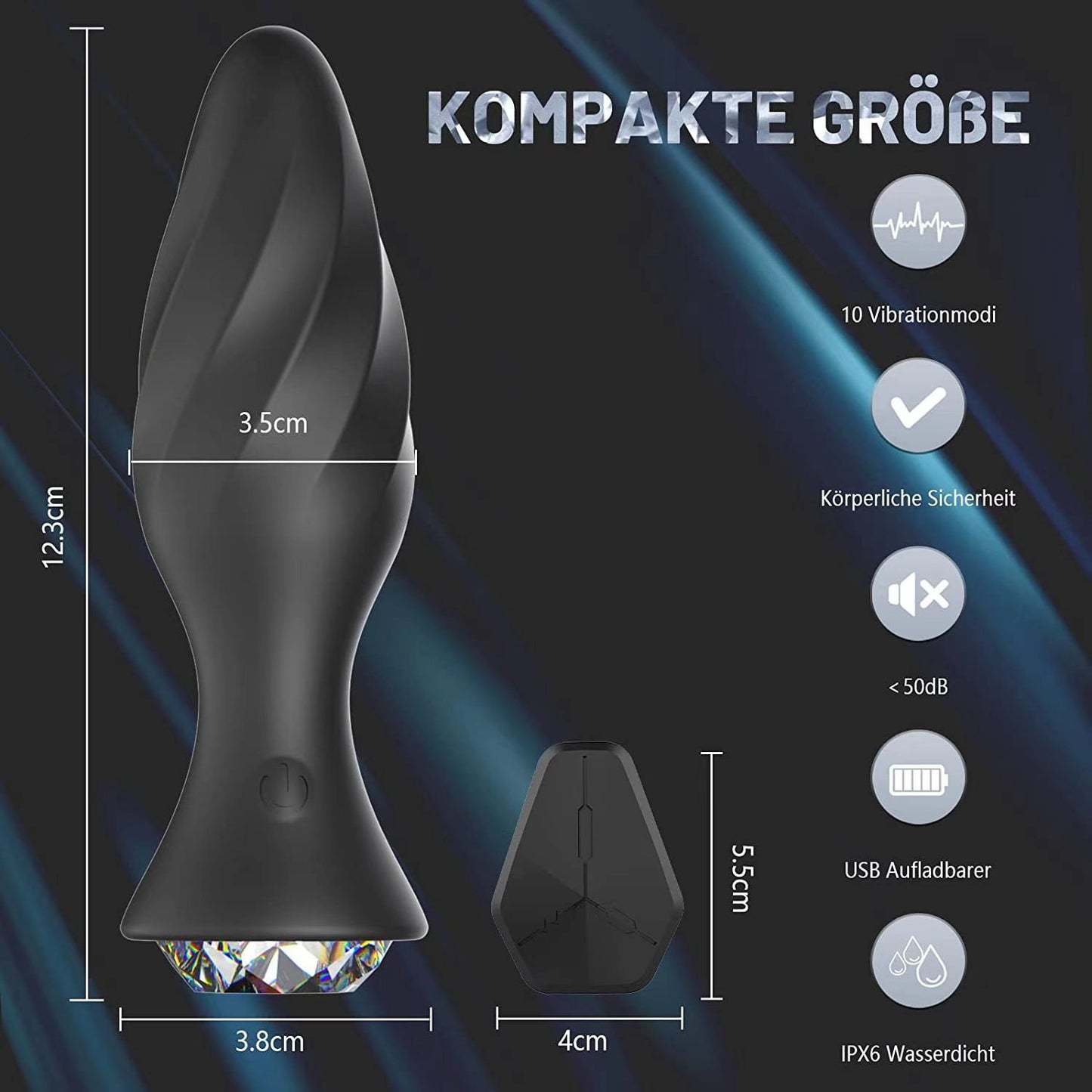 Gem Wireless Remote Control Anal Vibe Butt Plug-EROSREALM