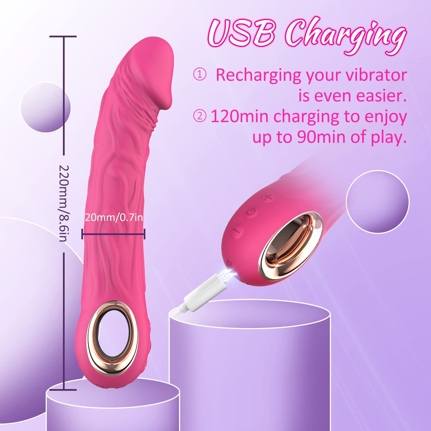 Vibrating Realistic Dildo G-spot Anal Vibrator-EROSREALM