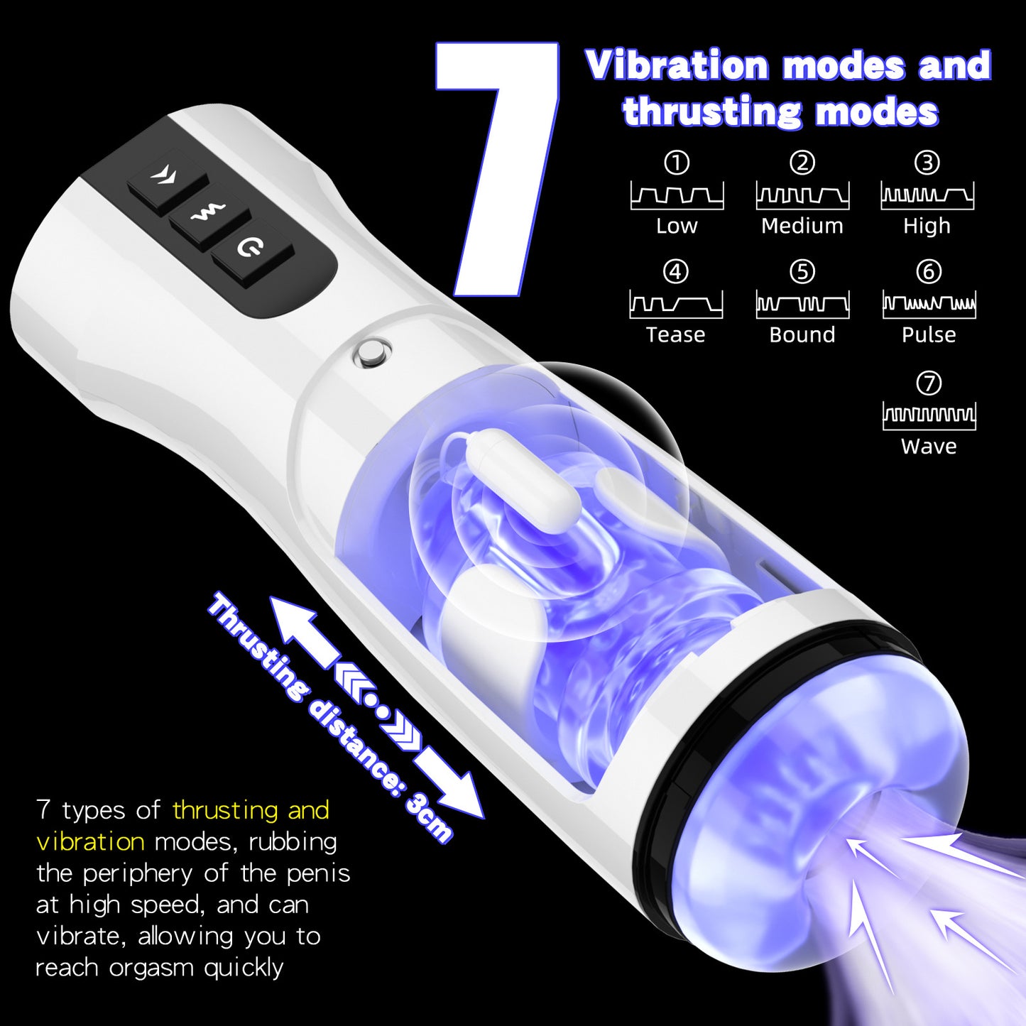 Buff - Waterproof Telescopic Sucking Vibration Masturbation Cup With Strap On Harness-EROSREALM