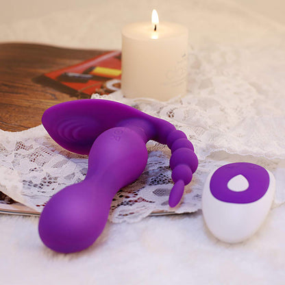 Double Head Silicone Vibrator with Remote Control-EROSREALM