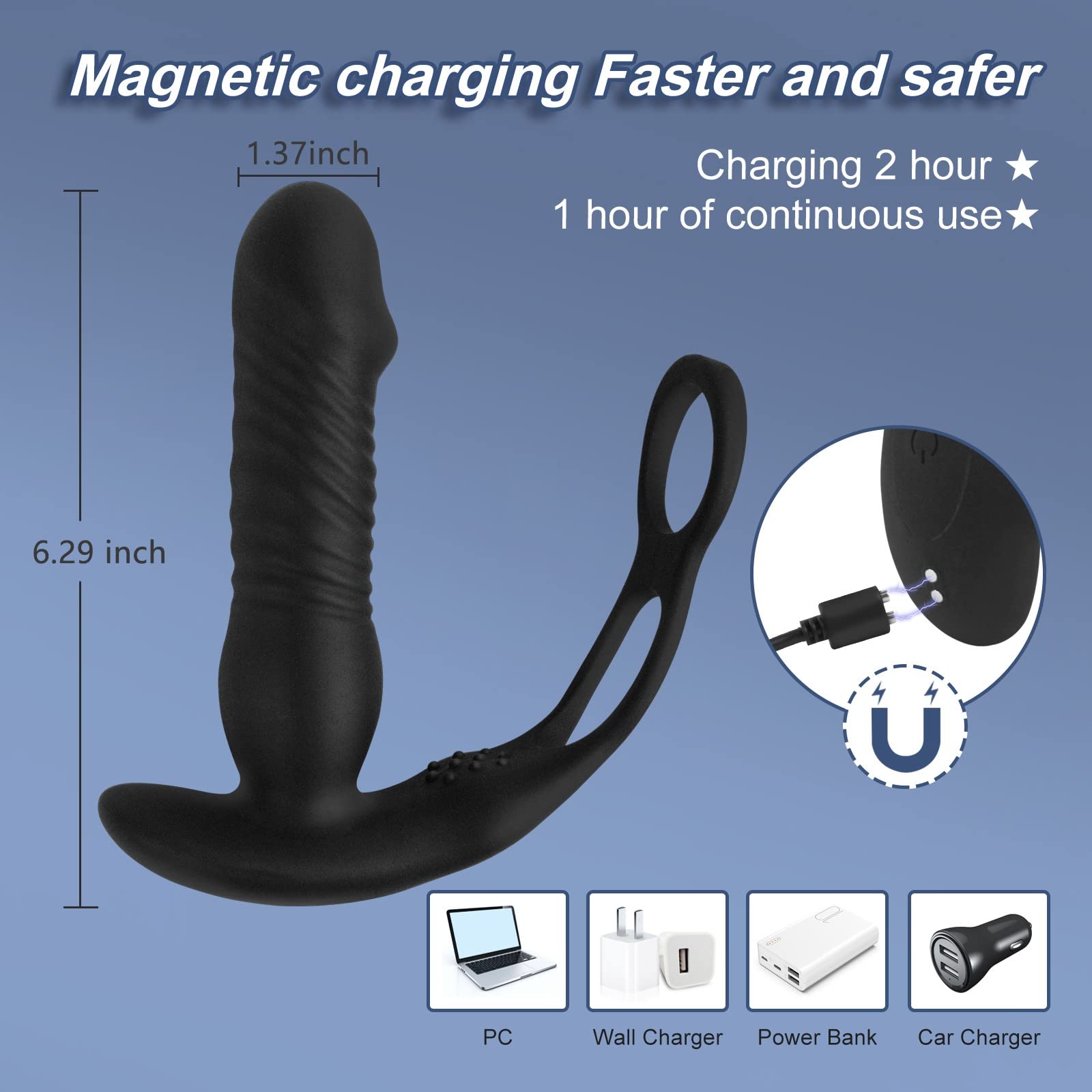 Wireless Remote Control Telescopic Strong Shock Prostate Massager-EROSREALM