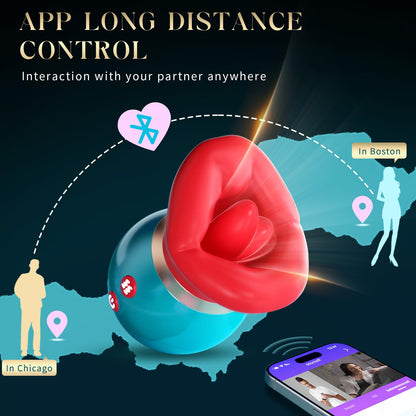 3in1 App Remote Control Big Mouth Vibrator With 360° Tongue Licking & Sucking & Vibrating-EROSREALM