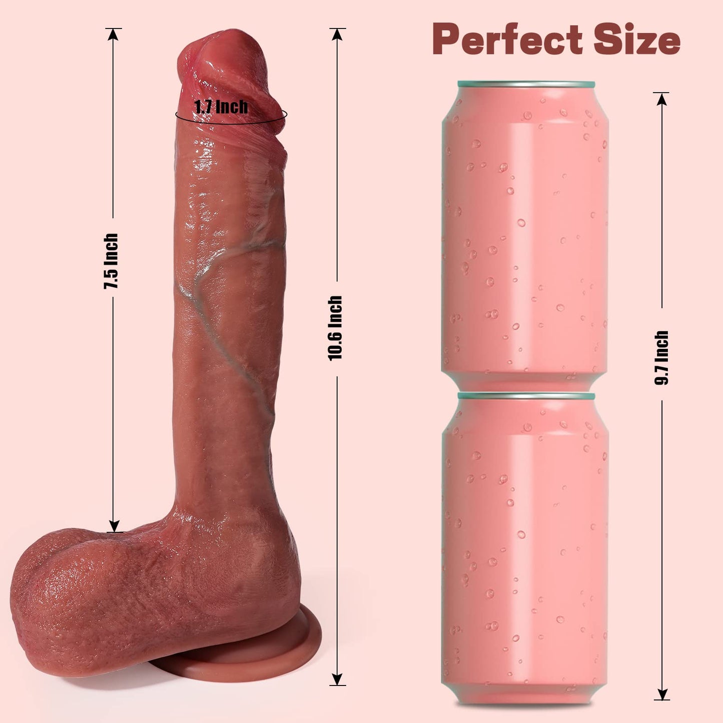 10.5 Inches Silicone Dildo With Strong Suction Cup For Hands-free Play-EROSREALM