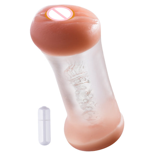 Transparent Double Holes Vibrating Masturbation Cup-EROSREALM