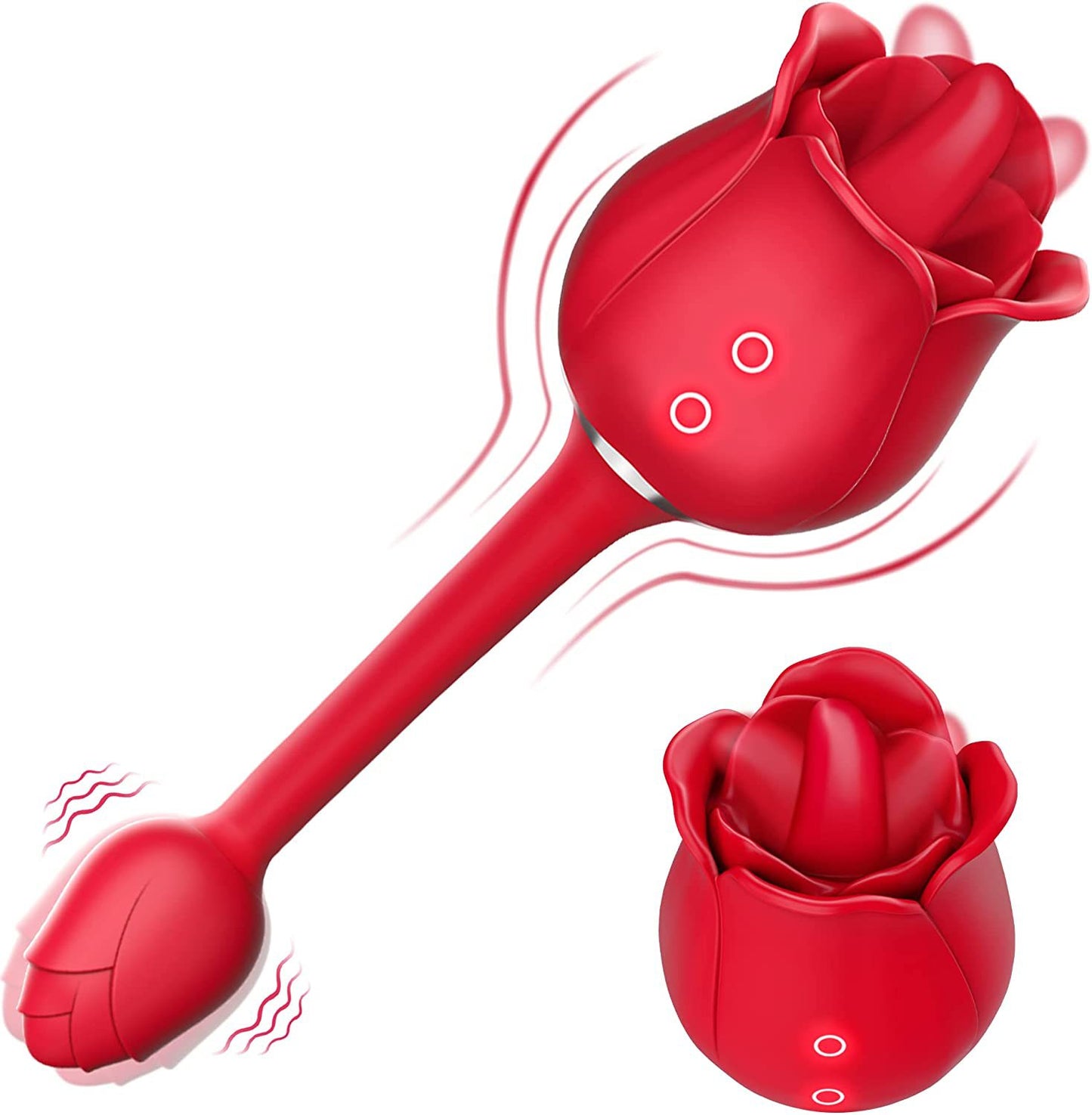 S361-5 Tongue-licking Rose Toy With Vibrating Bud-EROSREALM