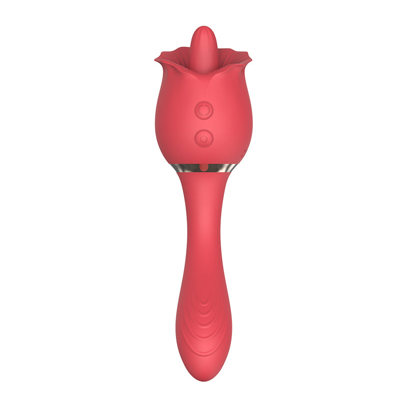 2 in 1 Tongue Licking Fancy Rose Vibrator-EROSREALM