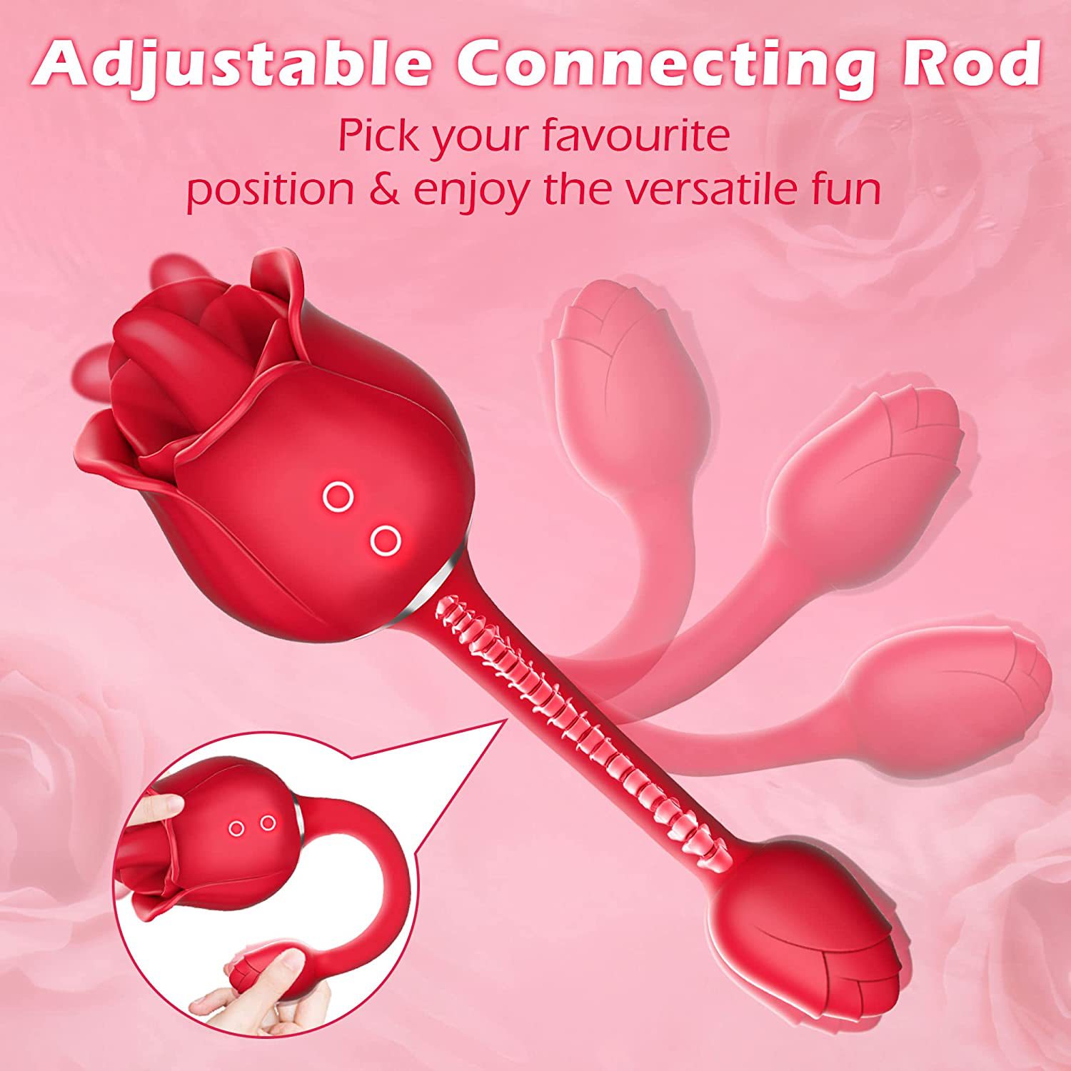 S361-5 Tongue-licking Rose Toy With Vibrating Bud-EROSREALM