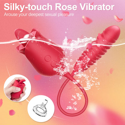 Rosie Tongue licking Rose Bullet Vibrator-EROSREALM