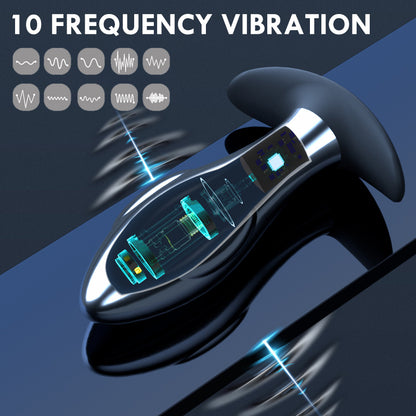 10 Frequency Anus Dildo Vibrator Metal Vibrating Butt Plug Anal Plug-EROSREALM