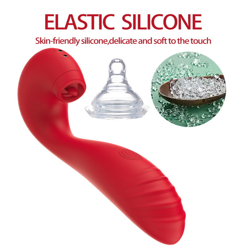 Red Velet - 3 In 1 Tongue Licking Tapping Vibration Massager-EROSREALM