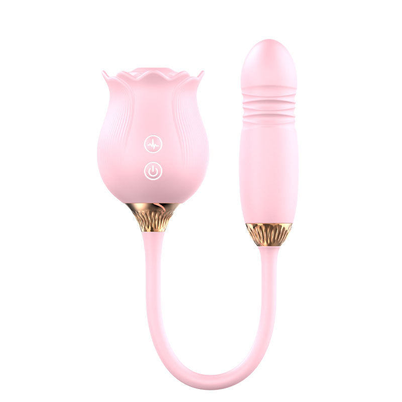 Double Headed Rose Clit Sucker Telescopic Vibrator-EROSREALM