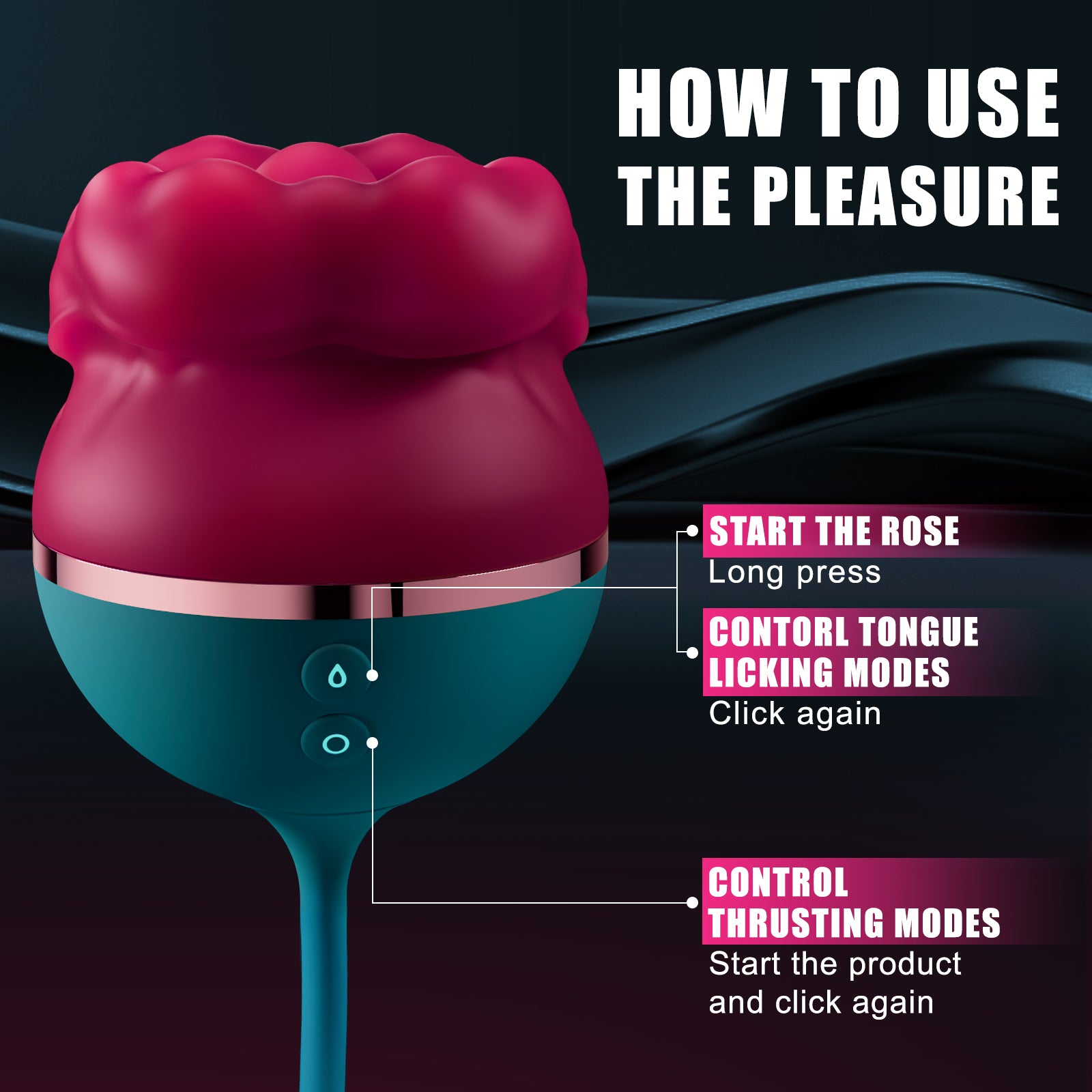 Hilda Tongue-licking Rose Clit Stimulator & Thrusting Vibrator-EROSREALM