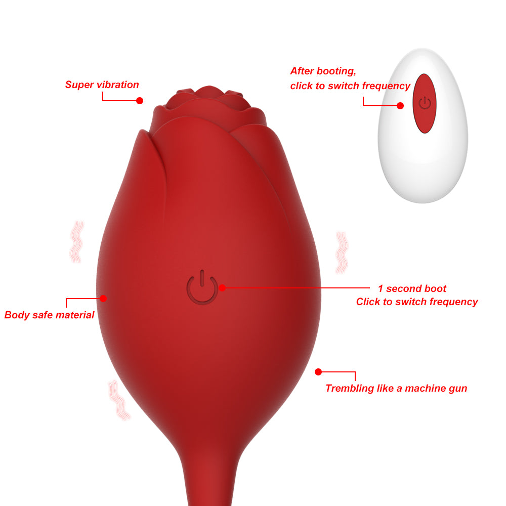 Remote Control Rose Vibrator in Red-EROSREALM